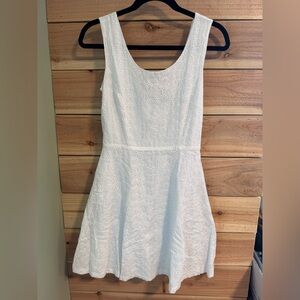 White Eyelet Fit Flare Mini Dress Feminine Cottagecore Bridal